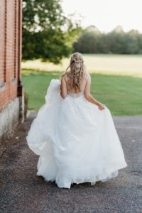bride in white dress during Surrey wedding