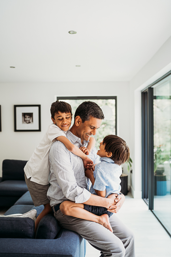 Father and sons in Surrey home